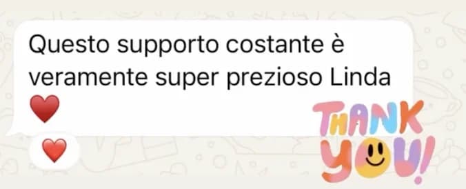 Screenshot del messaggio originale: questo supporto costante è veramente super prezioso